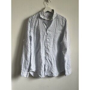 Camicissina Linen Floral Button Down Shirt Sz 39 Made In Italy Coastal Beach